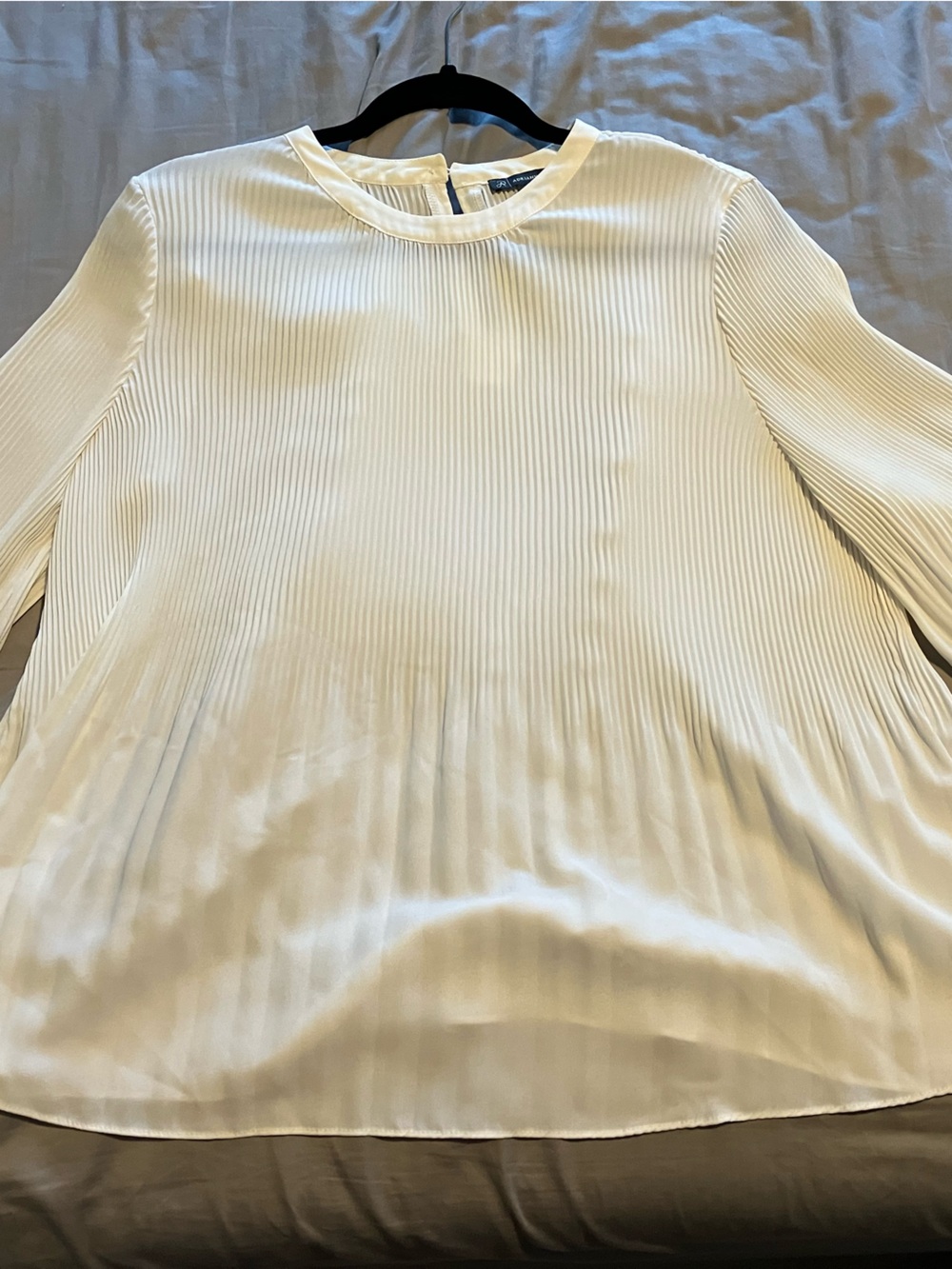 Adrianna Papell Ivory Pleated Long-Sleeve Blouse